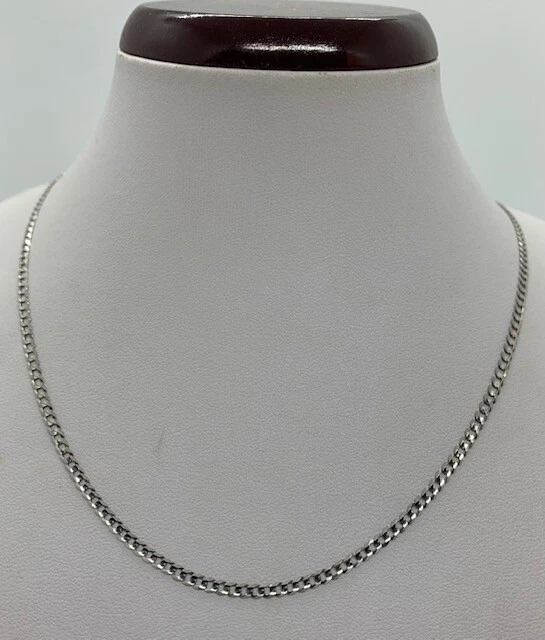14k Solid White Gold 3mm Cuban Link Chain Necklace Men's/Women's size  16"-" 30 - Image 1 of 1