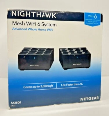 NETGEAR Nighthawk Whole Home Mesh WiFi 6 System (MK62) - AX1800 router - Image 1 of 4