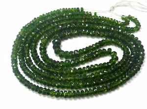 4 to 4.5mm Natural Green Chrome Diopside Stone Rondelle Faceted Beads 15" Strand - Picture 1 of 2