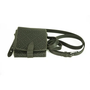 Bally Black Canvas Monogram Wallet Card ID Slots Cross Body Leather Strap - Bild 1 von 6