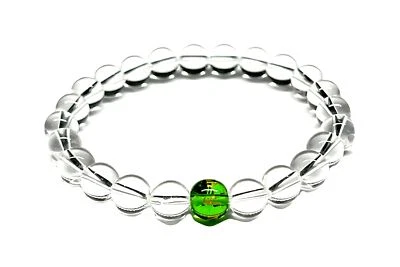 Crystal Quartz and Peridot Stretch Bracelet – Birthstone for August (Leo, - Image 1 of 4