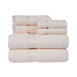 6-Piece Ivory 100% Cotton Bath Towel Set - Picture 1 of 2
