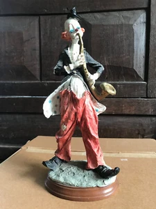 Vintage Saxophone playing Clown figurine R Ferolanza EXCELLENT ornament sax - Picture 1 of 5