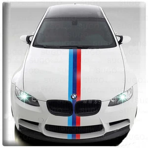 24" BMW M-Sport POWER 3-Colored Stripes Racing Body Decal DIY Sticker Customize - Picture 1 of 9