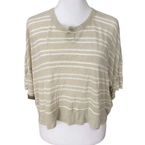 T By Alexander Wang Cream Dolman Sleeve Striped Cropped Top Womens Size Medium - Picture 1 of 7