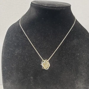 Pendent Necklace Silver Tone Wire Knot Brutalist Modernist Bohemian 18" - Picture 1 of 10