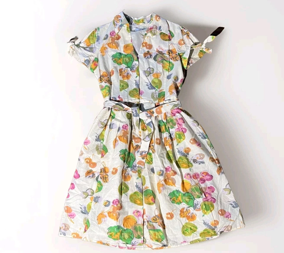 London Times Midi Shirt Dress Women’s Size 8 Floral Button Belted Collared  - Image 1 of 4