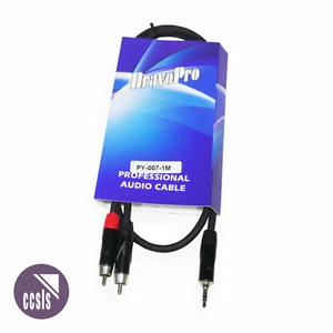 BravoPro PY007-01  1M Y Cable 3.5mm TRS Jack Plug to 2 x RCA Male Jacks - Bild 1 von 2
