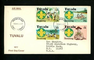 Postal History FDC Scott #50-53 Tuvalu , Boy Scouts Scouting 1977 - Picture 1 of 2