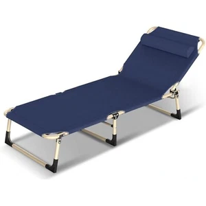 Lounge Chair,Cots for Camping,Folding Camping Bed,Adults,with Pillow,Storage Bag - Picture 1 of 20