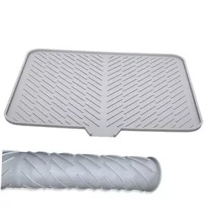 Silicone Dish Drying Mat with Drain Lip,Dish Drainer Mats for 17" x 23" Gray - Picture 1 of 7