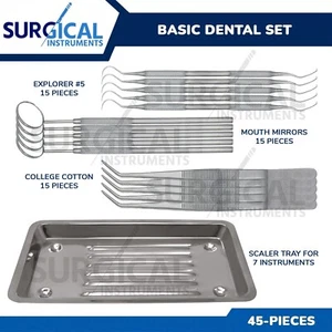 45 Juego dental básico con bandeja escaladora, espejo bucal, Explorer #5, alicate de algodón - Imagen 1 de 8