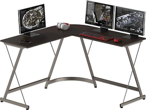 SHW Gaming Desk L-Shaped Office Computer Corner Table, Espresso - Picture 1 of 12