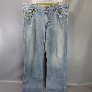Jeans Plugg Y2K Baggy Denim lavaggio leggero invecchiato vestibilità rilassata cotone uomo 36 - Foto 1 di 16