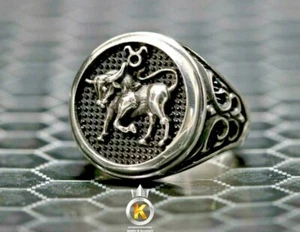 Sternzeichen Ring Stier Ring 925 Silber Stier Siegel April Mai Stier Sternzeichen - Bild 1 von 6