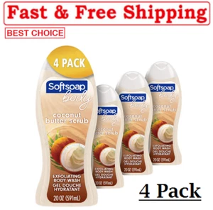 (4 Pack)Softsoap Body Wash,Coconut Butter Scrub,Exfoliating Body Wash (20 oz) - Picture 1 of 7
