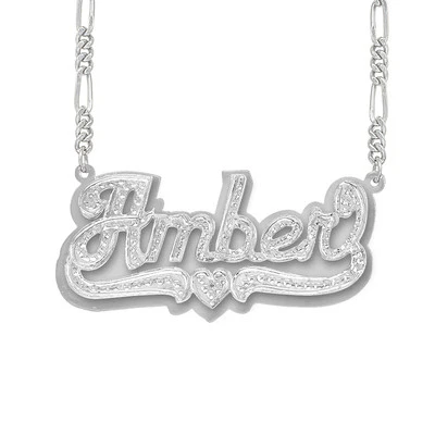 Collar de plata esterlina personalizado con escritura de cualquier placa con nombre cadena gratis + colgante Foto 1 de 4