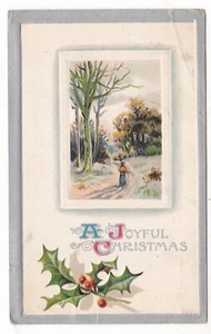 1910 NOWATA OKLAHOMA A JOYFUL CHRISTMAS HOLLY RURAL VINTAGE POSTCARD OK MARSHALL - Picture 1 of 2