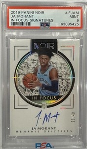 2019 Panini Noir Ja Morant In Focus Signatures PSA 9 Rookie RC 49/49