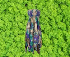 Womens Summer Travel Dresses, Blue Green Boho Beach Dress, Halter Dresses, S/M