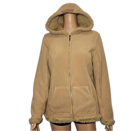 VETEMENTS Giacca con cappuccio Green Tea donna taglia M full zip pile pelliccia sintetica tasche