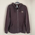 The North Face Size L Men Brown Stripes Hooded Zip up Fleece Thick Lining Jacket