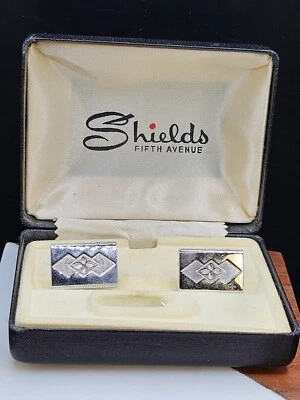 复古 Shields Fifth Avenue 袖扣原装盒 - 经典银色 Des — 第 1/4 张图片