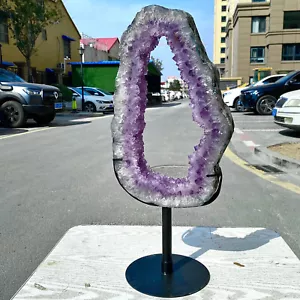 10.23LB Natural Amethyst Cave Crystal Slice Crescent shaped Hand Cut Repai - Picture 1 of 13