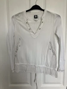 G-Star Raw Womens, Extra Small, White V-neck Shirt / Blouse - Picture 1 of 2