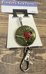 AlexX  Finders KEY PURSE ladybug green red Hang Tag Keychain clip ENAMEL NEW - Picture 1 of 8