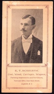 1890s Victorian Trade Card Roberts Coal Wood Carriages Wagons Albion New York - Bild 1 von 2