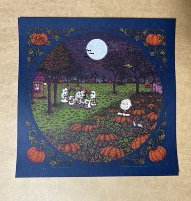 Marq Spusta It's The Great Pumpkin Charlie Brown impresión artística papel azul Snoopy Foto 1 de 4