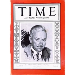 Time Magazine October 26 1936 Surgeon General Thomas Parran Weekly News & Events - Picture 1 of 13