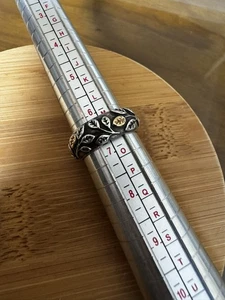 PANDORA SILVER & 14ct GOLD TREE OF LIFE WIDE BAND RING SIZE 54 M/N NOW RETIRED - Picture 1 of 7