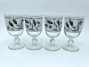 4er Set Vintage Libbey Grau Weizen Design Wasserkelche Muster - Bild 1 von 6