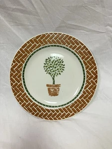 Vintage Pier 1 Speiseteller Angleterre England Topiary Baum Ziegelrand 10 1/4" - Bild 1 von 5