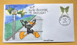 2025 Luna Moth Surcharge C31 Daffy Duck Fights For The Spotlight FDC/OOAK - Picture 1 of 5