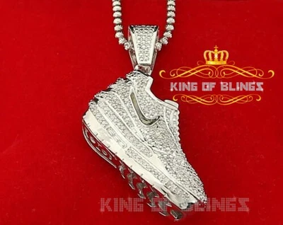 Real 0.33ct Diamond 925 Sterling Silver SHOES Charm Necklace Pendant in White - Image 1 of 4