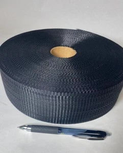 100 yd roll Solid BLACK Aluminum lawn chair webbing new, approx. 2 7/8 in wide - Picture 1 of 1