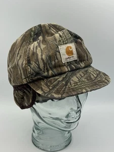 Vintage Carhartt Camo Hunting Cap Ear Flap Hat USA Quilted Lined Workwear XL - Picture 1 of 11
