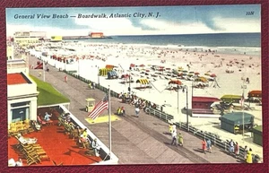 Vintage Postkarte Strandpromenade Atlantic City, NJ unbesendet - Bild 1 von 19