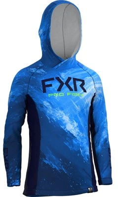 Pullover con capucha azul FXR Derby UPF juvenil Foto 1 de 4