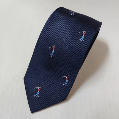 Мужской галстук ROBERTA FIRENZE для гольфа 100% шелк темно-синий REPP 60 x 3 сделано в Италии - Изображение 1 из 4