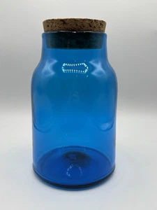 Vintage Blenko Blue 7228L Canister With Cork Lid MCM As Is - Picture 1 of 6