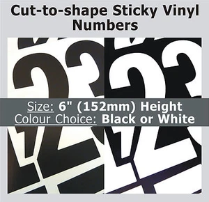 21 x Haftzahlen 6 Zoll, selbstklebende Etiketten, Kunststoff Vinyl Nummerierung Aufkleber - Bild 1 von 3