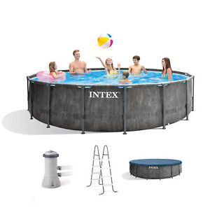 Intex 15ftx48in Prism Steel Frame Pool Set with Cover, Ladder & Pump (For Parts)