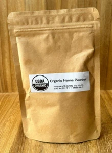 USDA Organic Henna Powder, Produce of India, 100g, exp 10/26, New & sealed - Picture 1 of 4
