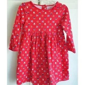 Gymboree Girl's Red Long Sleeve Tulip Cotton Dress Sz 2T - Picture 1 of 5