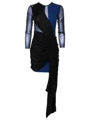 ISSA BLACK & BLUE COLORBLOCK RUCHED DRAPED MINI DRESS SZ.US.4-NWOT - Image 1 of 4