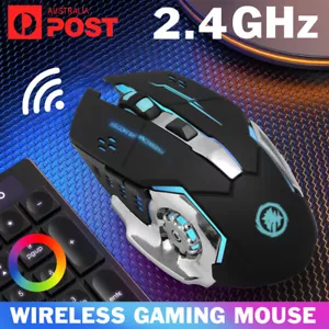 Wireless Gaming Mouse Ergonomic Optical RGB Backlit Recharge PC Laptop Desktop - Picture 1 of 10